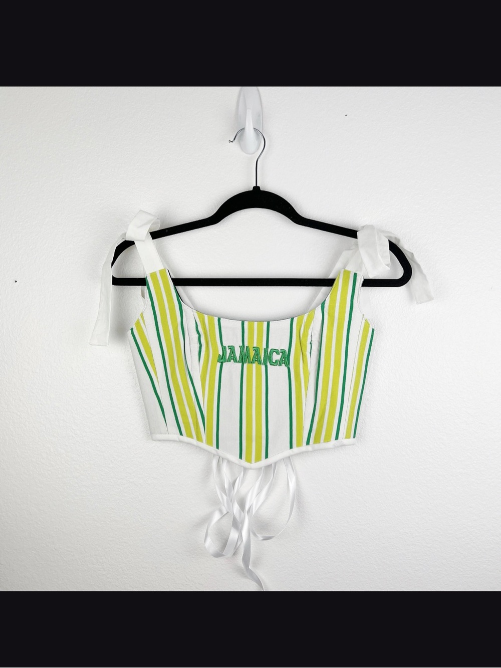 Handmade Green Yellow Striped Jamaica Corset Top OOAK
